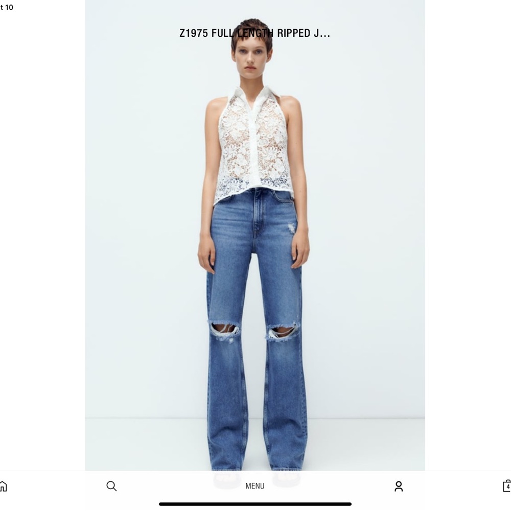 Zara Full Length Ripped Jeans
